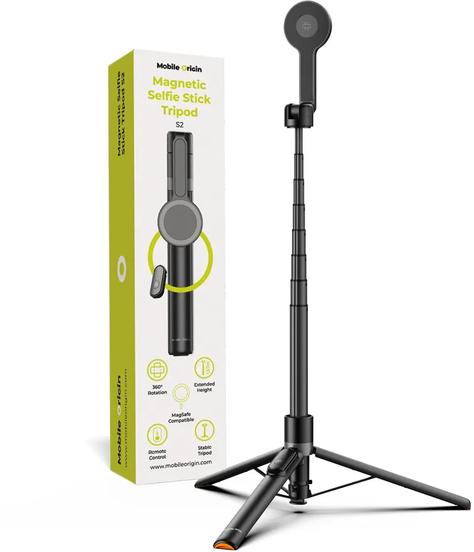 Mobile Origin S2 MagSafe Tripod Selfie Stick met Bluetooth Zwart afbeelding 1