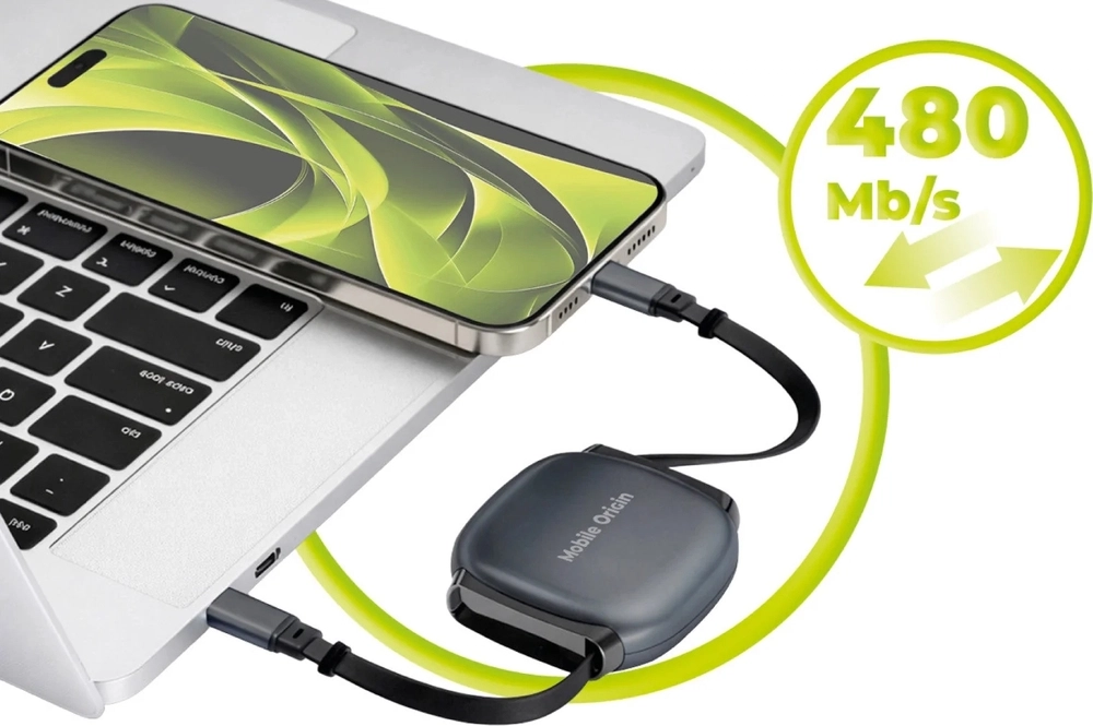 Mobile Origin CB7 100W Intrekbare USB-C naar USB-C Kabelbox Grijs afbeelding 5