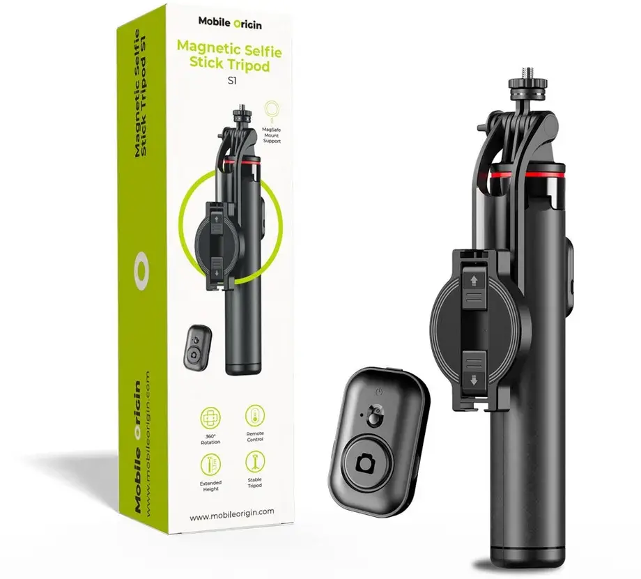 Mobile Origin S1 2-in1 MagSafe Tripod Selfie Stick Zwart afbeelding 1