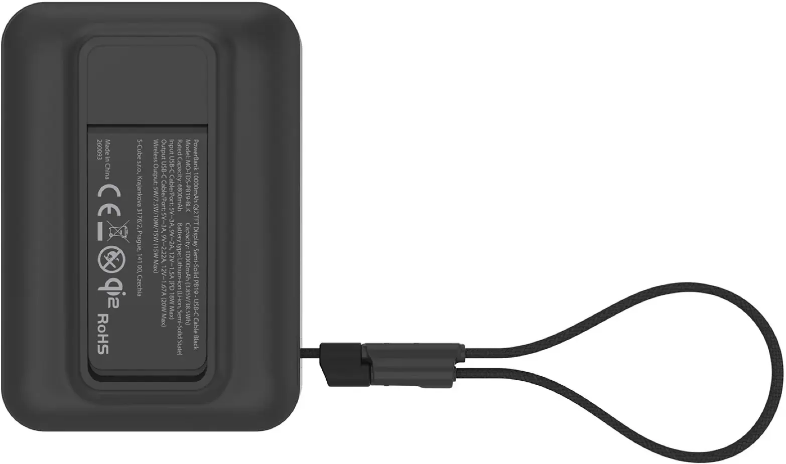 Mobile Origin 10000 mAh MagSafe / Qi2 Powerbank Ingebouwde USB-C Kabel 20W Zwart afbeelding 18