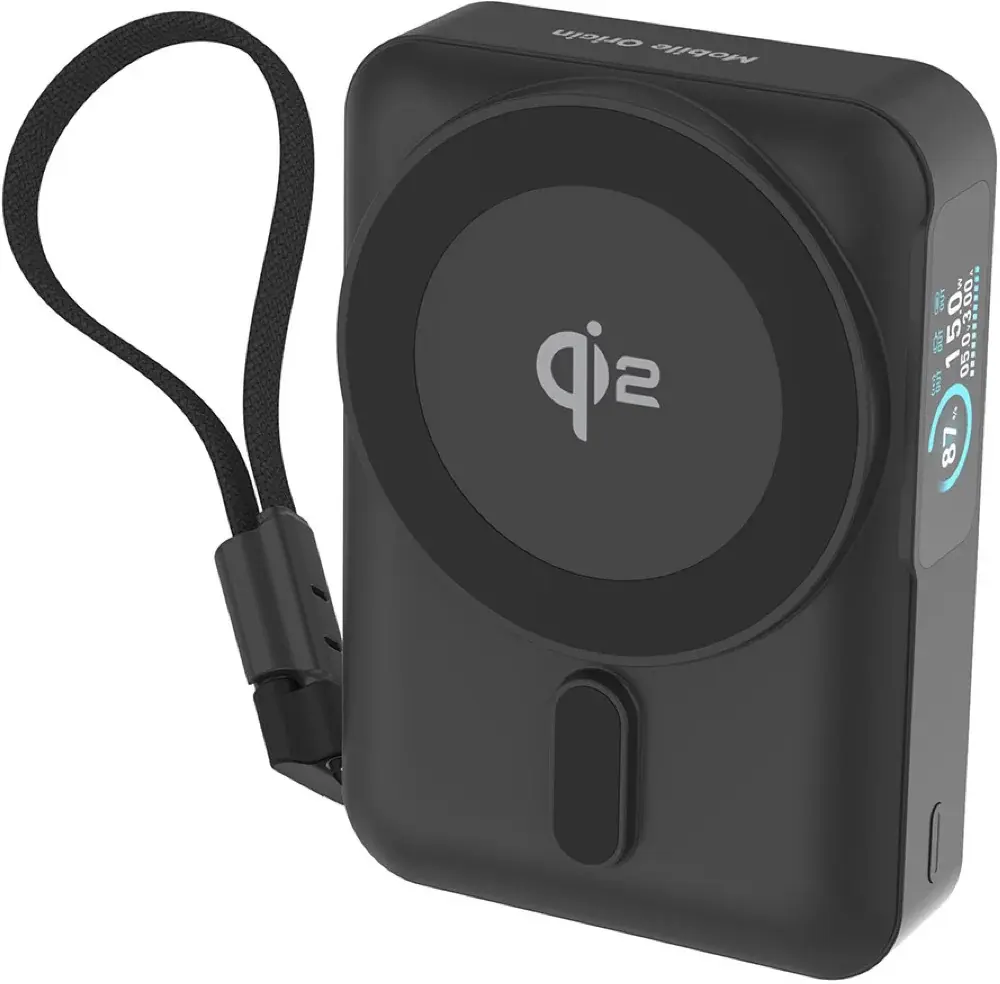 Mobile Origin 10000 mAh MagSafe / Qi2 Powerbank Ingebouwde USB-C Kabel 20W Zwart afbeelding 19