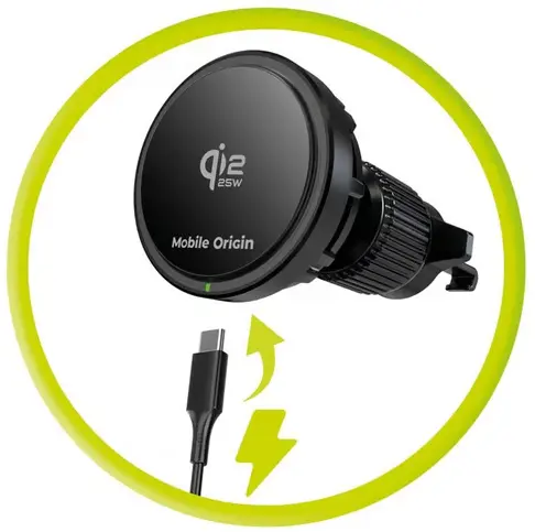 Mobile Origin CA24 Qi2 25W Houder MagSafe Draadloze Autolader Zwart afbeelding 9