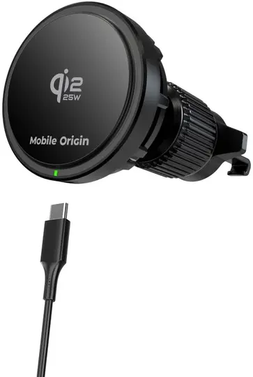 Mobile Origin CA24 Qi2 25W Houder MagSafe Draadloze Autolader Zwart afbeelding 2