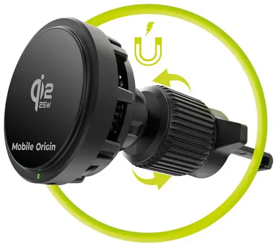 Mobile Origin CA24 Qi2 25W Houder MagSafe Draadloze Autolader Zwart afbeelding 6
