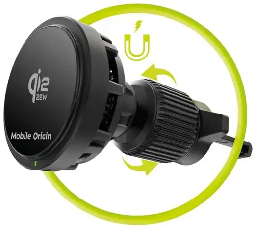 Mobile Origin CA24 Qi2 25W Houder MagSafe Draadloze Autolader Zwart afbeelding 6