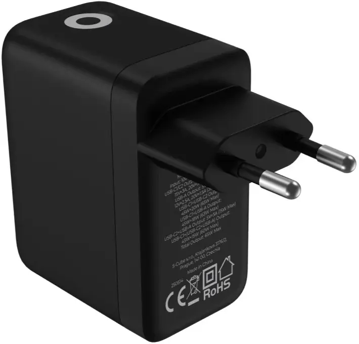 Mobile Origin GaN Snellader 65W met Display 1x USB-A / 2x USB-C PD Zwart afbeelding 14