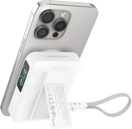 Mobile Origin 10000 mAh MagSafe / Qi2 Powerbank Ingebouwde USB-C Kabel 20W Wit afbeelding 13