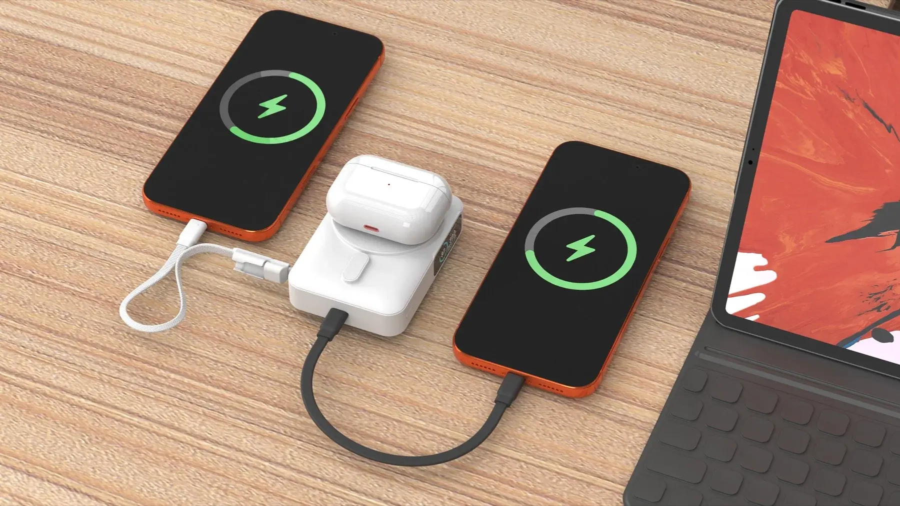 Mobile Origin 10000 mAh MagSafe / Qi2 Powerbank Ingebouwde USB-C Kabel 20W Wit afbeelding 9