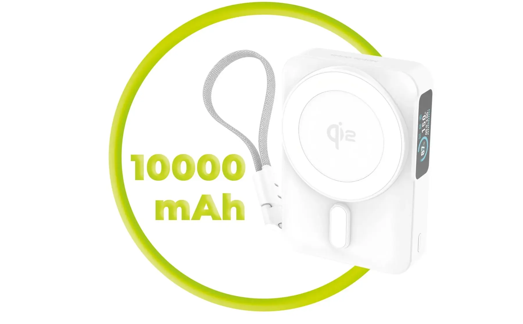 Mobile Origin 10000 mAh MagSafe / Qi2 Powerbank Ingebouwde USB-C Kabel 20W Wit afbeelding 6