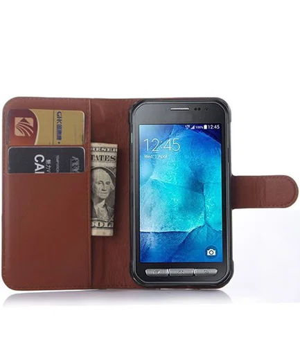 Samsung Galaxy Xcover 3 Litchi Stand Case Bruin afbeelding 1