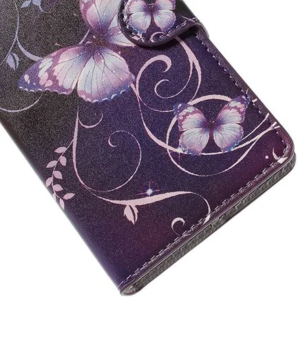 Huawei Ascend P8 Lite Purple Butterfly Wallet Case afbeelding 8