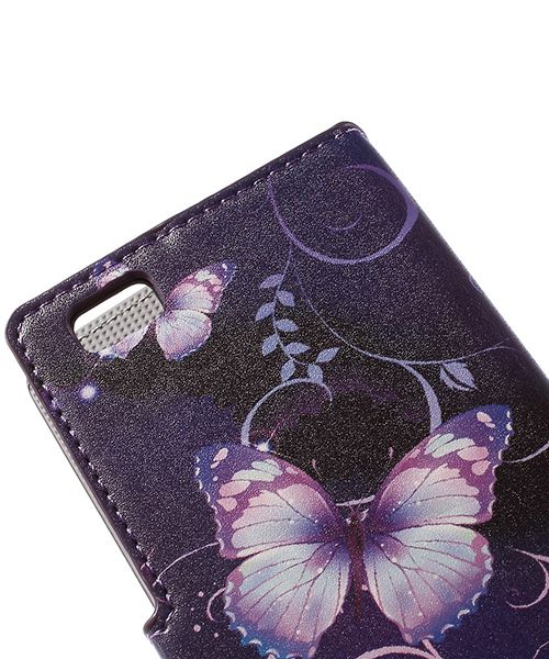 Huawei Ascend P8 Lite Purple Butterfly Wallet Case afbeelding 9