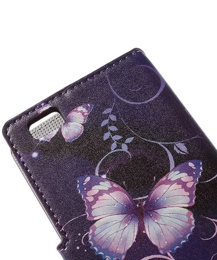 Huawei Ascend P8 Lite Purple Butterfly Wallet Case afbeelding 9