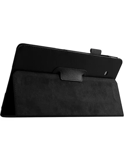 Samsung Galaxy Tab E 9.6 Litchi Skin Stand Case Zwart afbeelding 4