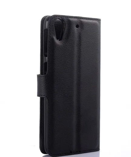 HTC Desire 626 Litchi Stand Case Zwart afbeelding 3
