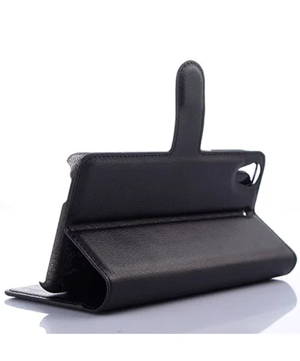 HTC Desire 626 Litchi Stand Case Zwart afbeelding 4