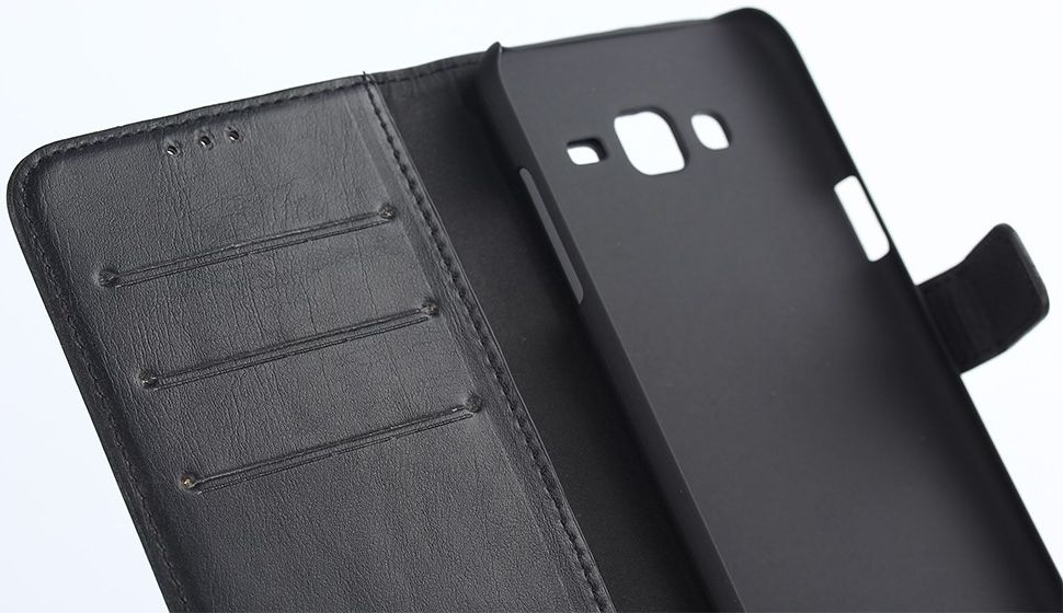 Samsung Galaxy J5 Retro Style Wallet Flip Case Zwart afbeelding 3