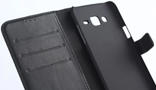 Samsung Galaxy J5 Retro Style Wallet Flip Case Zwart afbeelding 3