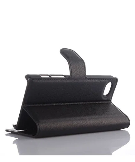 Sony Xperia Z5 Compact Litchi Stand Case Zwart afbeelding 2