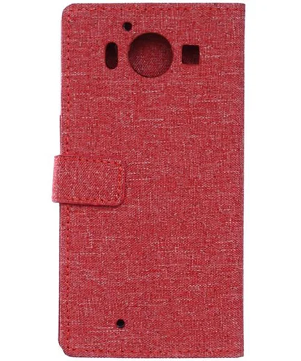 Microsoft Lumia 950 XL Wallet Case Linen Texture Red afbeelding 3