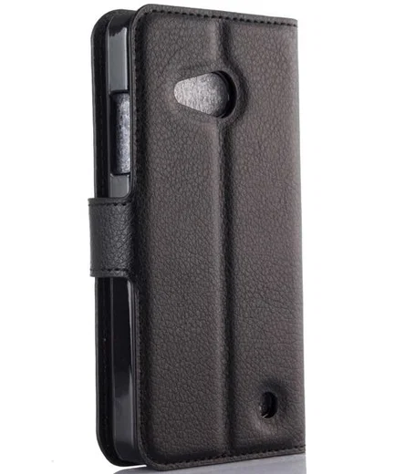 Microsoft Lumia 550 Portemonnee Lychee Leer Case Zwart afbeelding 3