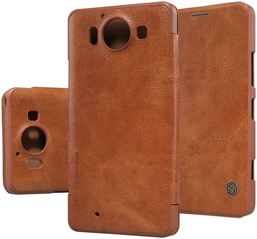 Nillkin Qin Series Lederen Flip Case Microsoft Lumia 950 Bruin afbeelding 1