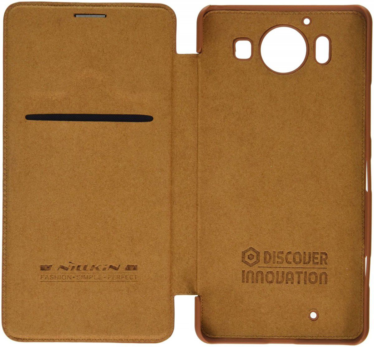 Nillkin Qin Series Lederen Flip Case Microsoft Lumia 950 Bruin afbeelding 4
