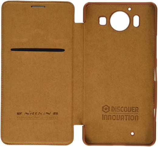 Nillkin Qin Series Lederen Flip Case Microsoft Lumia 950 Bruin afbeelding 4