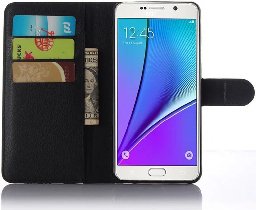 Samsung Galaxy A5 (2016) Lychee Portemonnee Case Zwart afbeelding 1