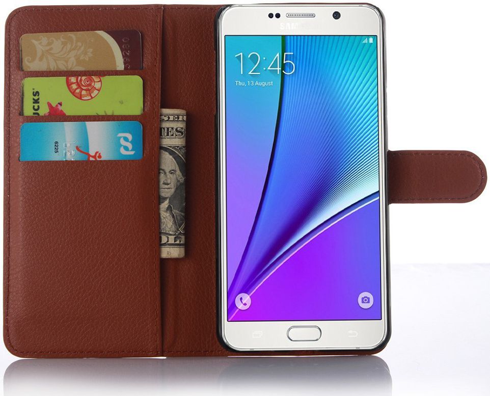 Samsung Galaxy A5 (2016) Lychee Portemonnee Case Bruin afbeelding 1