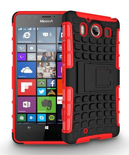 Microsoft Lumia 950 Hybrid Kickstand Back Cover Rood afbeelding 2