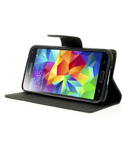 Samsung Galaxy S5 Mercury Fancy Diary Wallet Case Zwart afbeelding 3