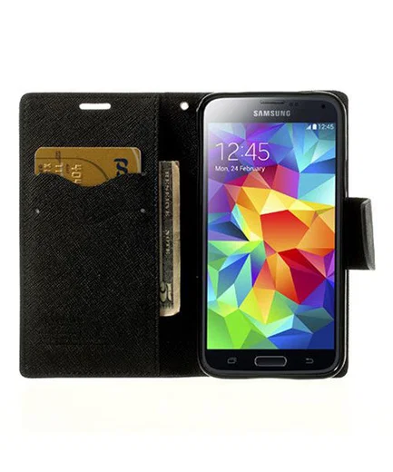 Samsung Galaxy S5 Mercury Fancy Diary Wallet Case Zwart afbeelding 5