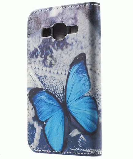 Samsung Galaxy Core Prime (VE) Print Portemonnee Hoesje Blue Butterfly afbeelding 3