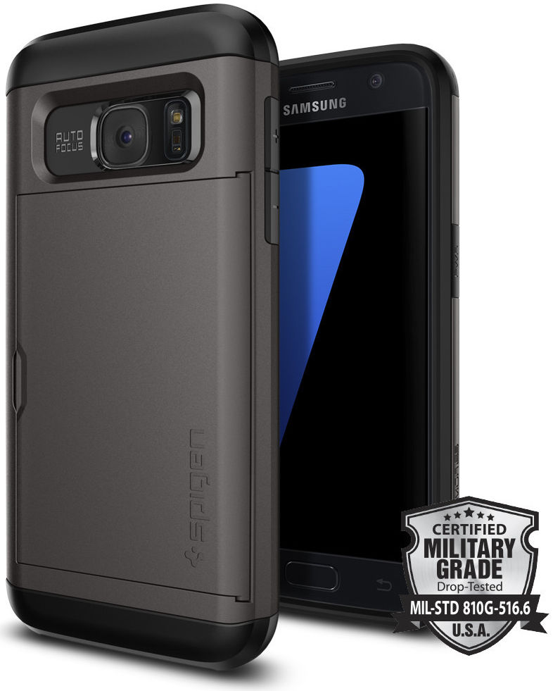 Spigen Slim Armor Card Slider Case Samsung Galaxy S7 Gunmetal afbeelding 2