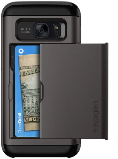 Spigen Slim Armor Card Slider Case Samsung Galaxy S7 Gunmetal afbeelding 4