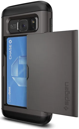 Spigen Slim Armor Card Slider Case Samsung Galaxy S7 Gunmetal afbeelding 1