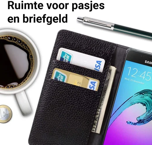 Samsung Galaxy A3 (2016) Portemonnee Hoesje Zwart afbeelding 2