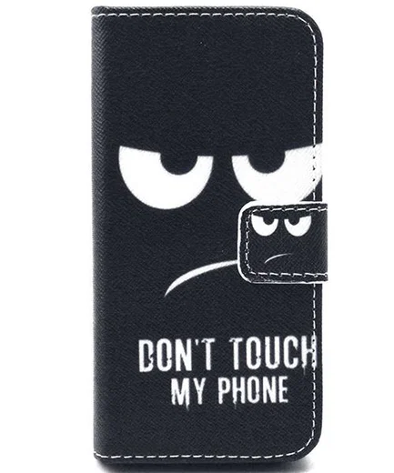 Apple iPhone 5/5s Portemonnee Hoesje Print Don't Touch My Phone afbeelding 1