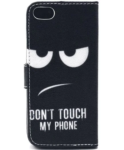 Apple iPhone 5/5s Portemonnee Hoesje Print Don't Touch My Phone afbeelding 4
