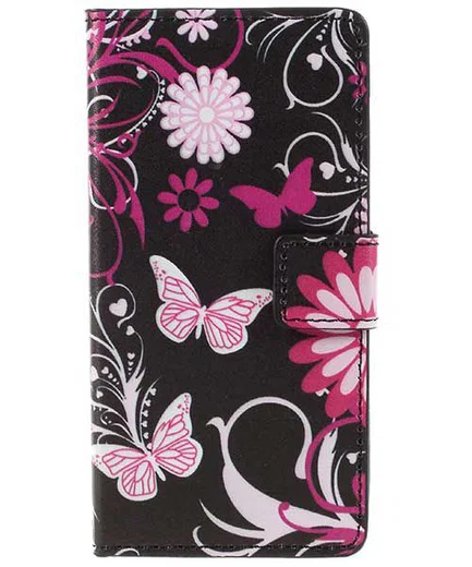 Samsung Galaxy A3 2016 Portemonnee Hoesje Paarse Vlinder Print afbeelding 3