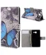 Samsung Galaxy A3 2016 Portemonnee Hoesje Blauw Vlinder Print afbeelding 1
