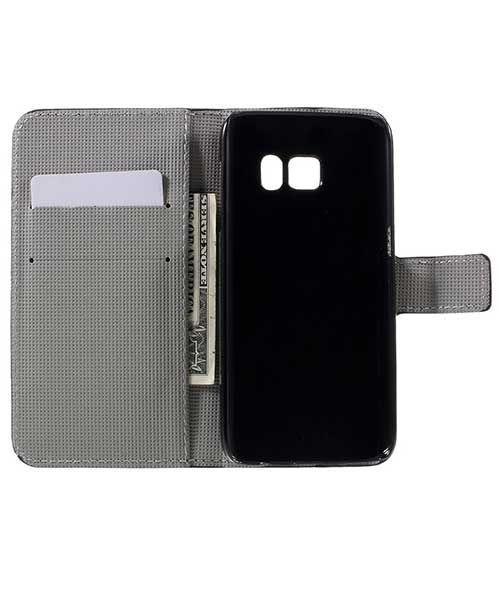 Samsung Galaxy S7 Wallet Hoesje Print Paars Vlinder afbeelding 2