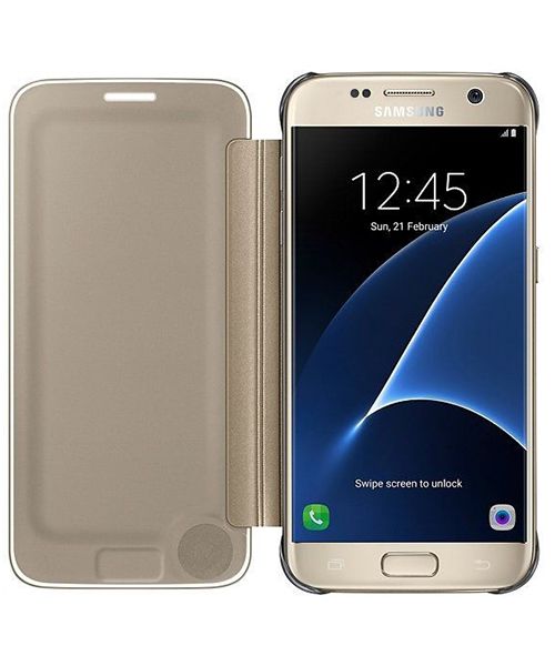 Samsung Galaxy S7 Clear View Flip Case Goud Origineel afbeelding 2