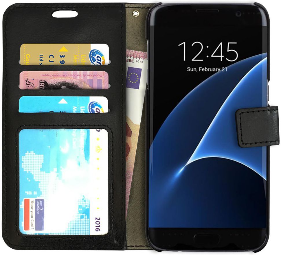 Samsung Galaxy S7 Edge Crazy Horse Flip Hoesje Zwart afbeelding 1