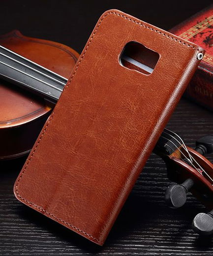 Samsung Galaxy S7 Bookcase Flip Hoesje Met Pasjes Bruin afbeelding 2