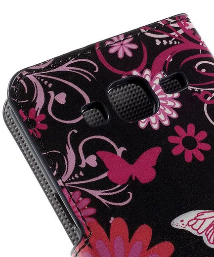 Samsung Galaxy J3 (2016) Portemonnee Hoesje Butterfly Flowers afbeelding 8