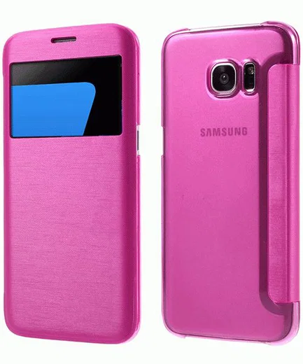 Samsung Galaxy S7 Edge Window View Flip Hoesje Roze afbeelding 1