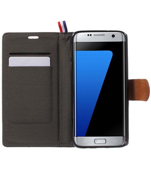 Samsung Galaxy S7 Edge Denim Portemonnee Hoesje Zwart afbeelding 5