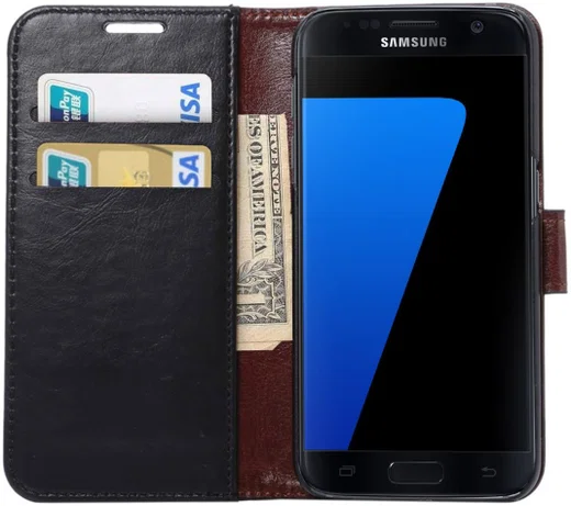 Samsung Galaxy S7 Bookcase Hoesje Met Pasjes Zwart afbeelding 1